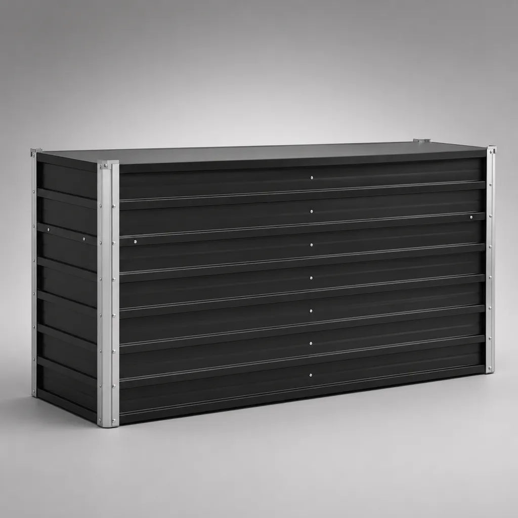 Jardinière surélevée Rectangulaire en acier anthracite et argenté, 120 × 60 × 60 cm