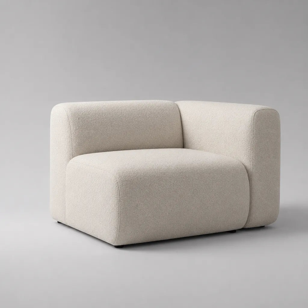 Canapé 1 siège avec housse en polyester et rembourrage en mousse, forme arrondie, blanc cassé, 105 × 95 × 72 cm