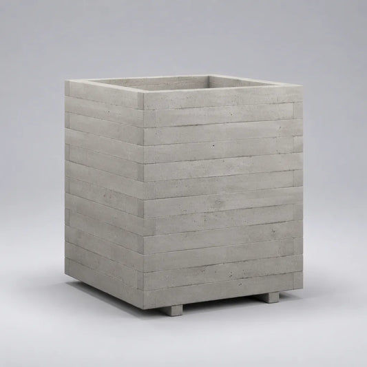 Pot de fleurs carré sur pieds en béton gris clair, 50 × 50 × 60 cm