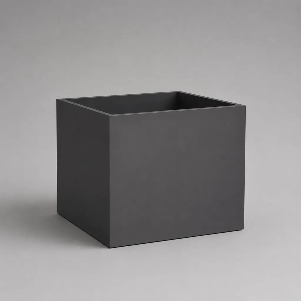 Pot de fleurs carré en résistée de fibres de terre, anthracite, 50 × 50 × 50 cm