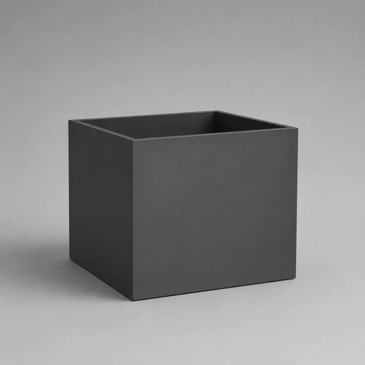 Pot de fleurs carré en résistée de fibres de terre, anthracite, 50 × 50 × 50 cm