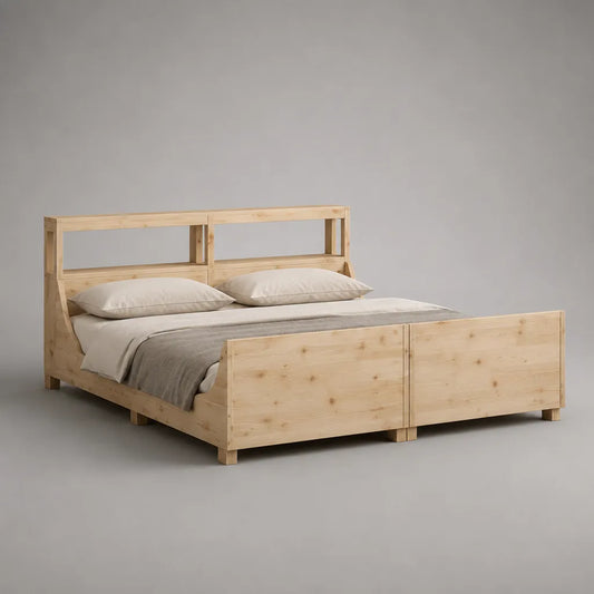 Kit de 2 places simples en pin massif, nature, 90 × 200 cm, surface totale 180 × 200 cm