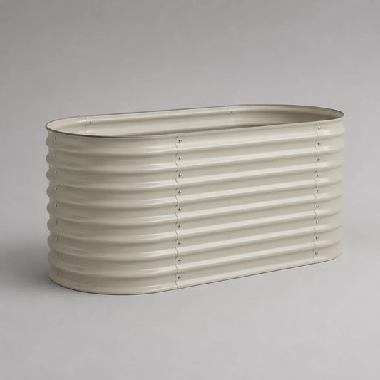 Bac potager surélevé rectangulaire en acier galvanisé beige, 120 × 60 × 60 cm