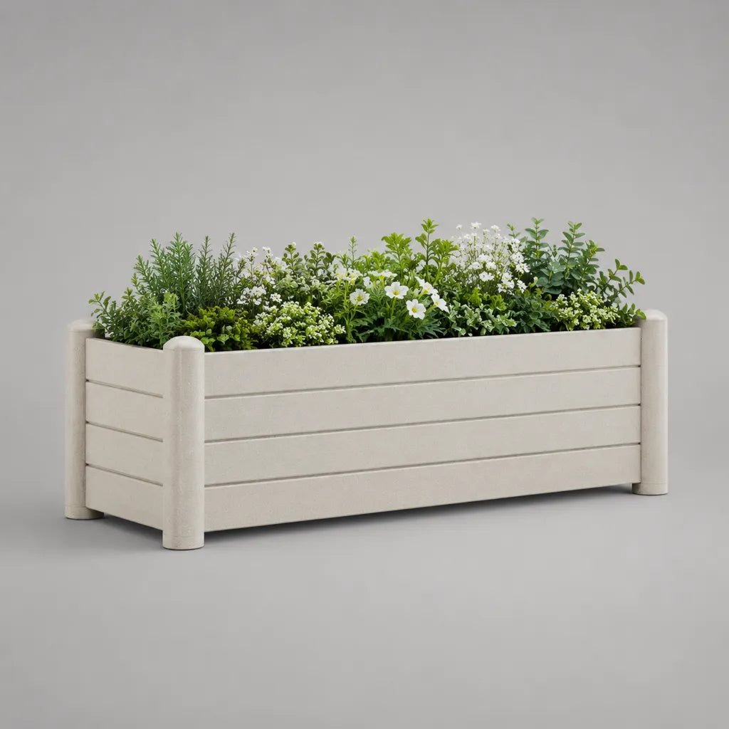 Jardinière surélevée Rectangulaire en polypropylène beige, 80 × 40 × 35 cm