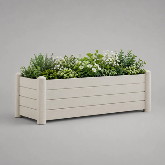 Jardinière surélevée Rectangulaire en polypropylène beige, 80 × 40 × 35 cm