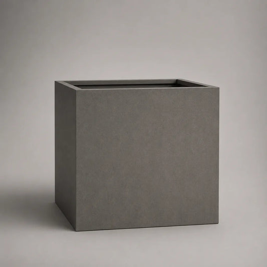 Pot de fleurs carré en composite ciment et fibre de verre gris anthracite, 50 × 50 × 50 cm