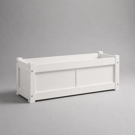 Jardinière Rectangulaire en pin massif peint blanc, 80 × 30 × 35 cm