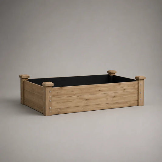 Bac potager surélevé rectangulaire en bois avec géotextile noir, marron, 120 × 60 × 40 cm